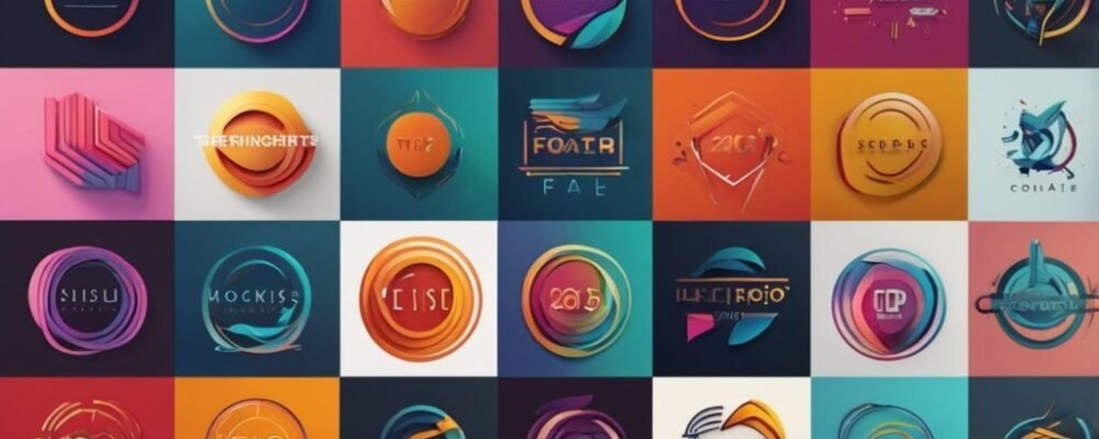 Trending logo design ideas for 2025 including minimal, bold, gradient, and 3D styles