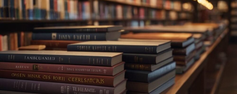 hire book cover designer example showing attractive book covers on shelf
